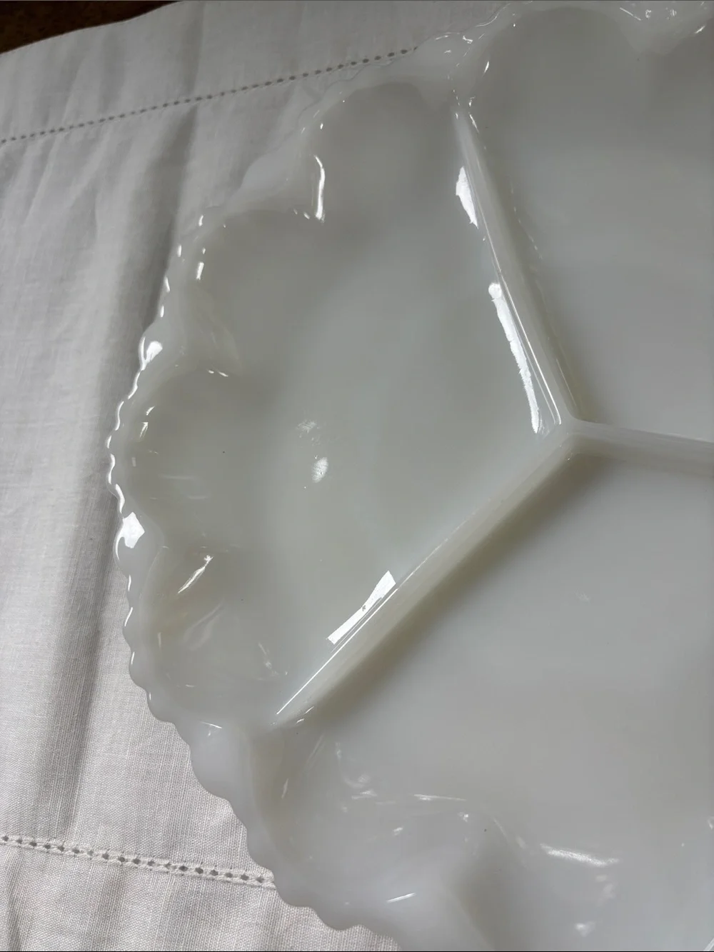 Vintage Anchor Hocking Milk Glass 3 Section Relish Tray